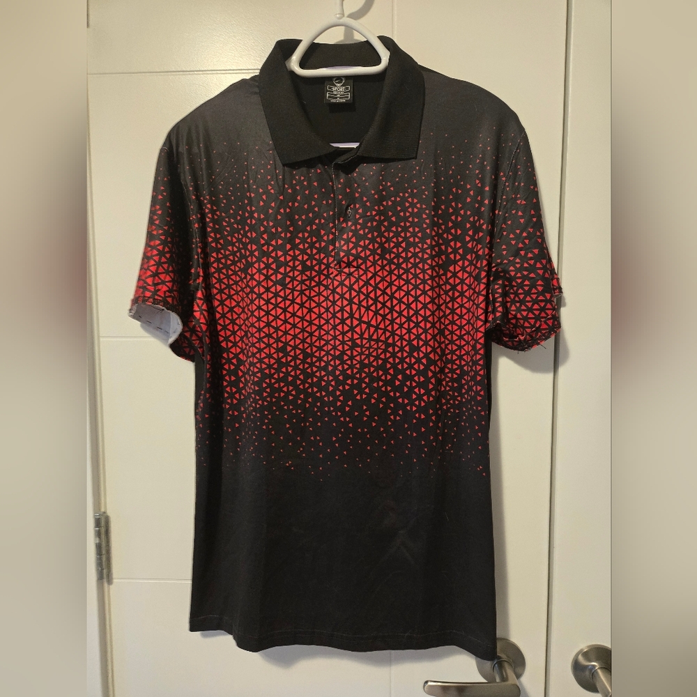 Sport-Tek Black and Red Gradient Polo